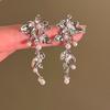 Flower pearl fringed earrings retro high-end earrings personalized exaggerated design earrings