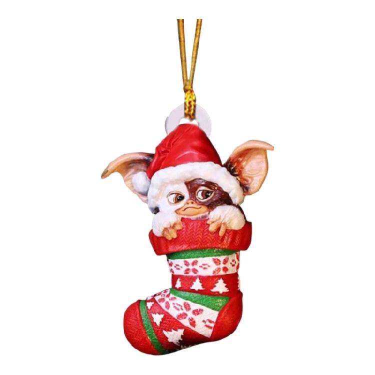 Christmas Sock Dog/Dragon Acrylic Charm Animal Shape Hanging Ornament For Christmas Tree Decoration Mantels Door Window