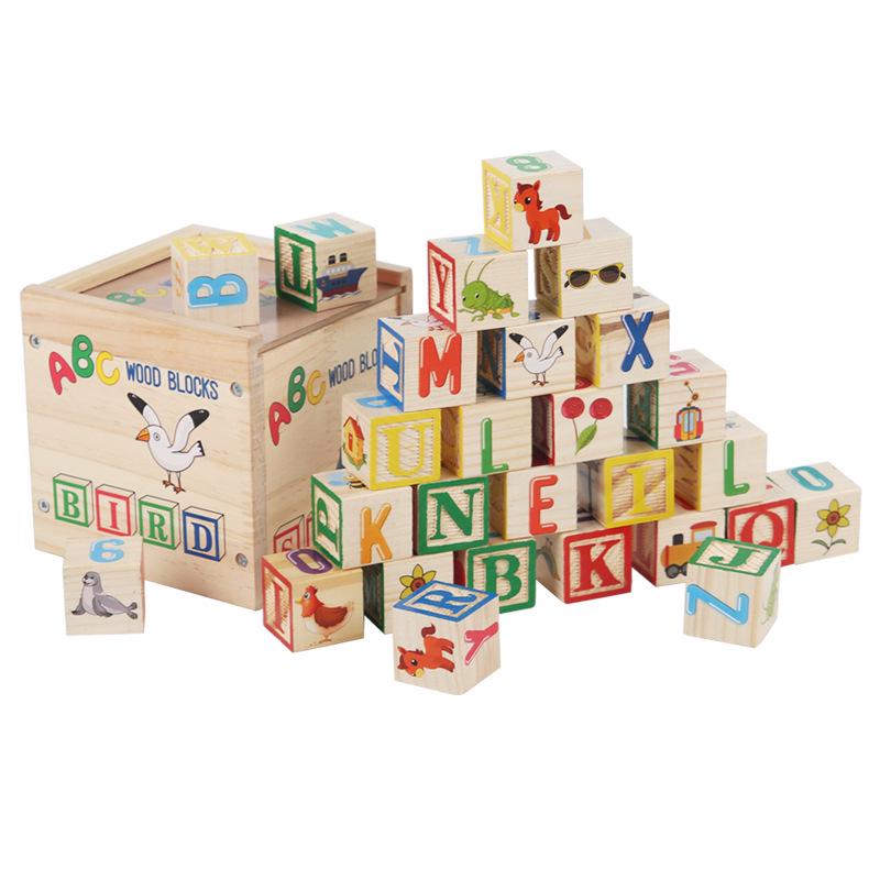 Wooden English Letter Matching & Counting Blocks for Early Childhood Education