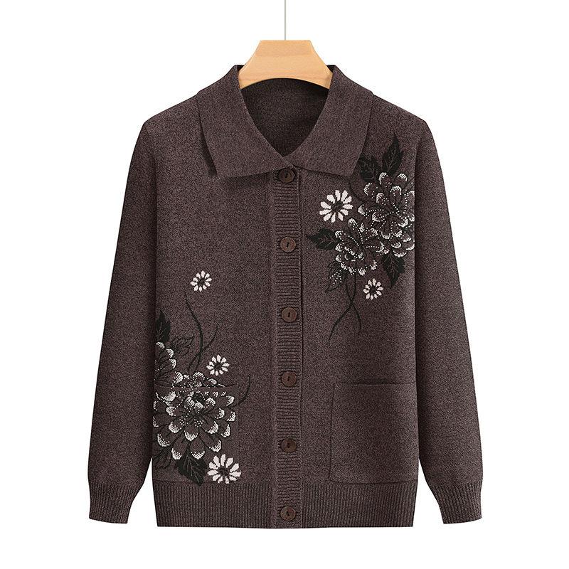 Pull à manches longues pour femme, imprimé, style printemps-automne, pour femme, haut tricoté, cardigan, grande taille