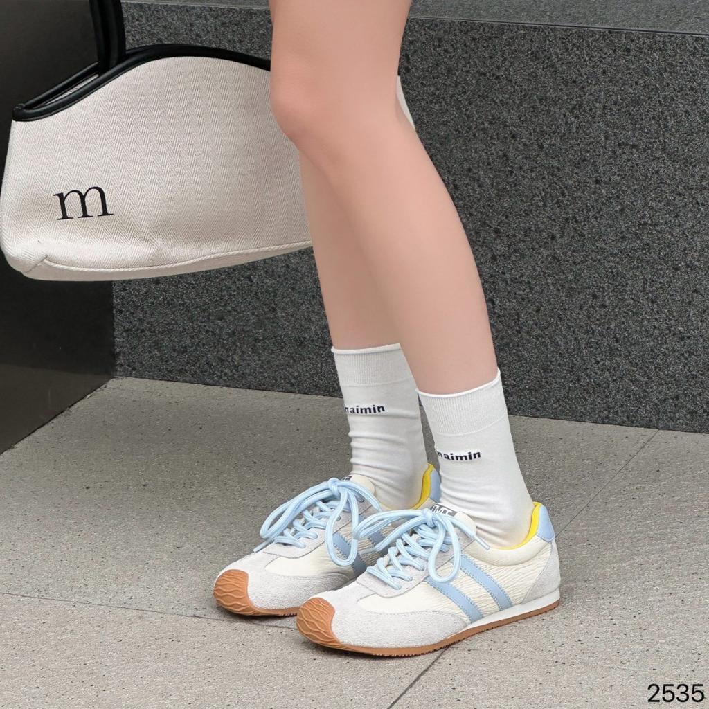 Retro German training shoes women's 2025 new leather flat-bottomed retro ballet color matching Forrest Gump shoes soft-soled comfortable casual shoes