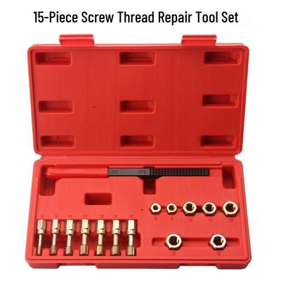 15-Piece Hex Screw and Nut Thread Repair Tool Set