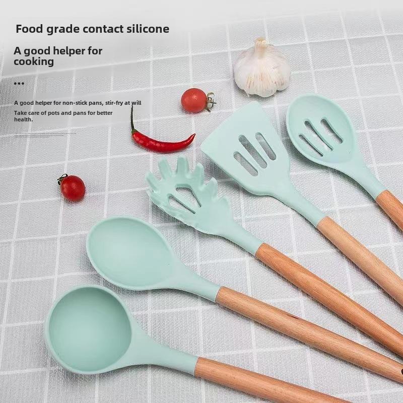 19-Piece Silicone Kitchen Knife Set with Holder: Chef Knife, Cooking Spoon, Shovel, and Household Cutlery.