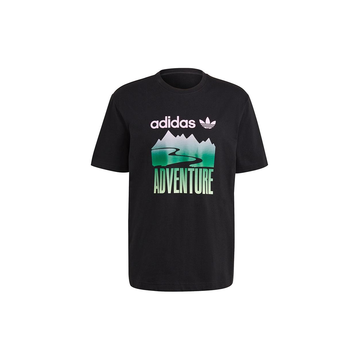 adidas originals Adv Mount Tee Retro Pattern Sports Short Sleeve Black Men s GN2357 S