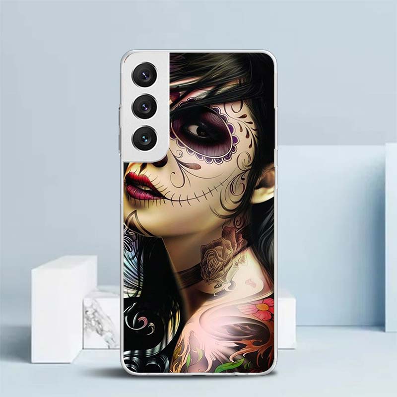 

Catrina Beautiful Rose Girl Skull Soft Cover for Samsung Galaxy S25 Edge S26 S24 S23 Ultra Phone Case S22 S21 Plus S20 FE Print Samsung S20 Plus