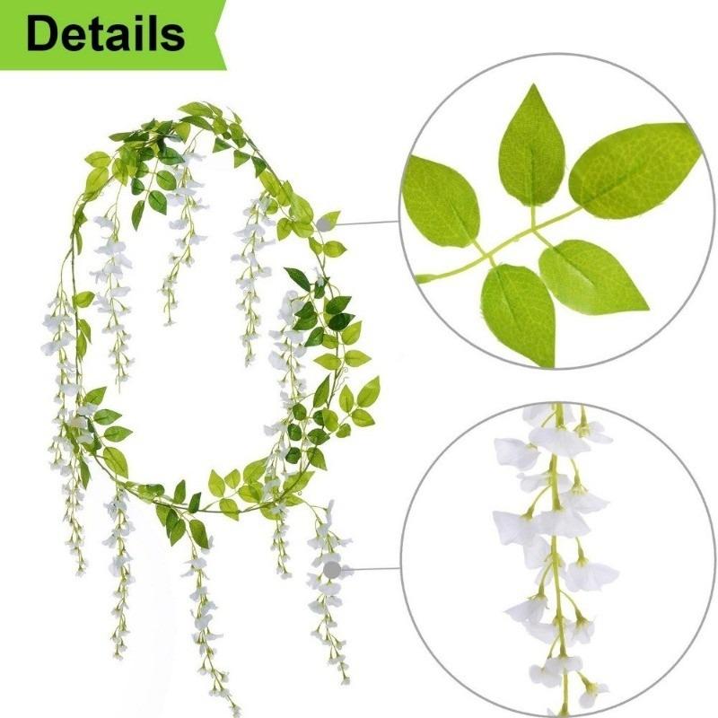 1.9M Artificial Wisteria Flowers Garland Vine Silk Hanging Flower for Home Garden Outdoor Ceremony Wedding Arch Floral Decor