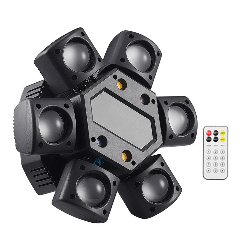 Remote Control Full Color LED RGBW 4in1 Beam Moving Head Light Mini Six Arm Stage Flash Effect Lighting DMX For Disco Bar Party