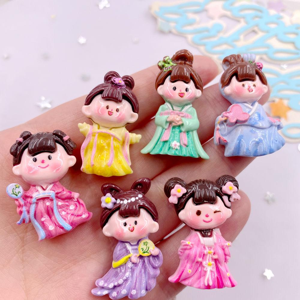 10 STÜCKE Harz Bunt Cartoon Kawaii Chinesischer Stil Prinzessin Mädchen Flache Rückseite Steine Figuren Scrapbooks DIY Schleifenzubehör Handwerk