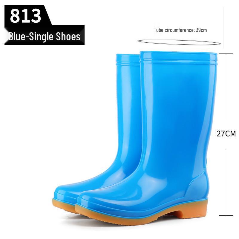 Simple Four Seasons Waterproof Women's High-Top Rain Boots and Shoes for Labor Protection and Cleaning
