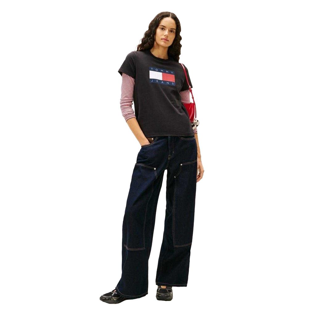 Tommy Jeans Womens/Ladies Logo Ribbed Regular T-Shirt