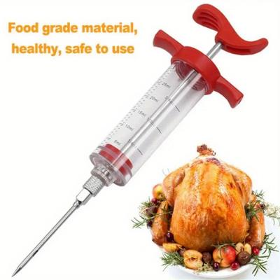1PC BBQ Meat Syringe Marinade Injector Food Grade PP Stainless Steel Flavor Needle Pork Steak Meat Sauces Syringes Kitchen Tools