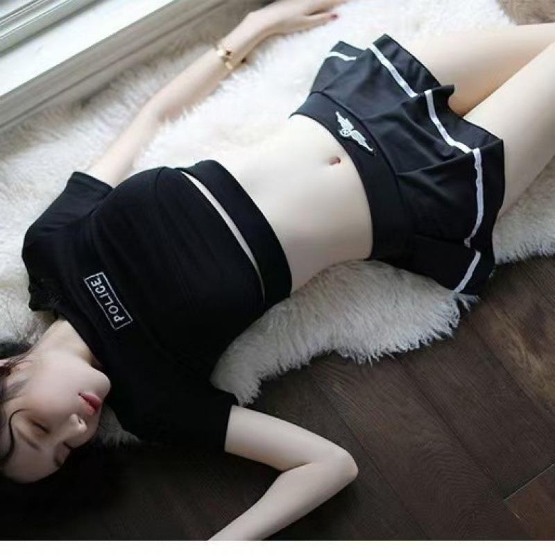 Alluring Black Cheerleader Lingerie Set for Role Play