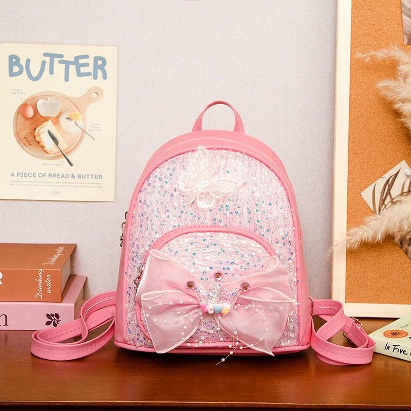 Prinzessinnen-Rucksack für Kinder mit Satin-Schmetterlingsschleife für die Schule und den Kindergarten