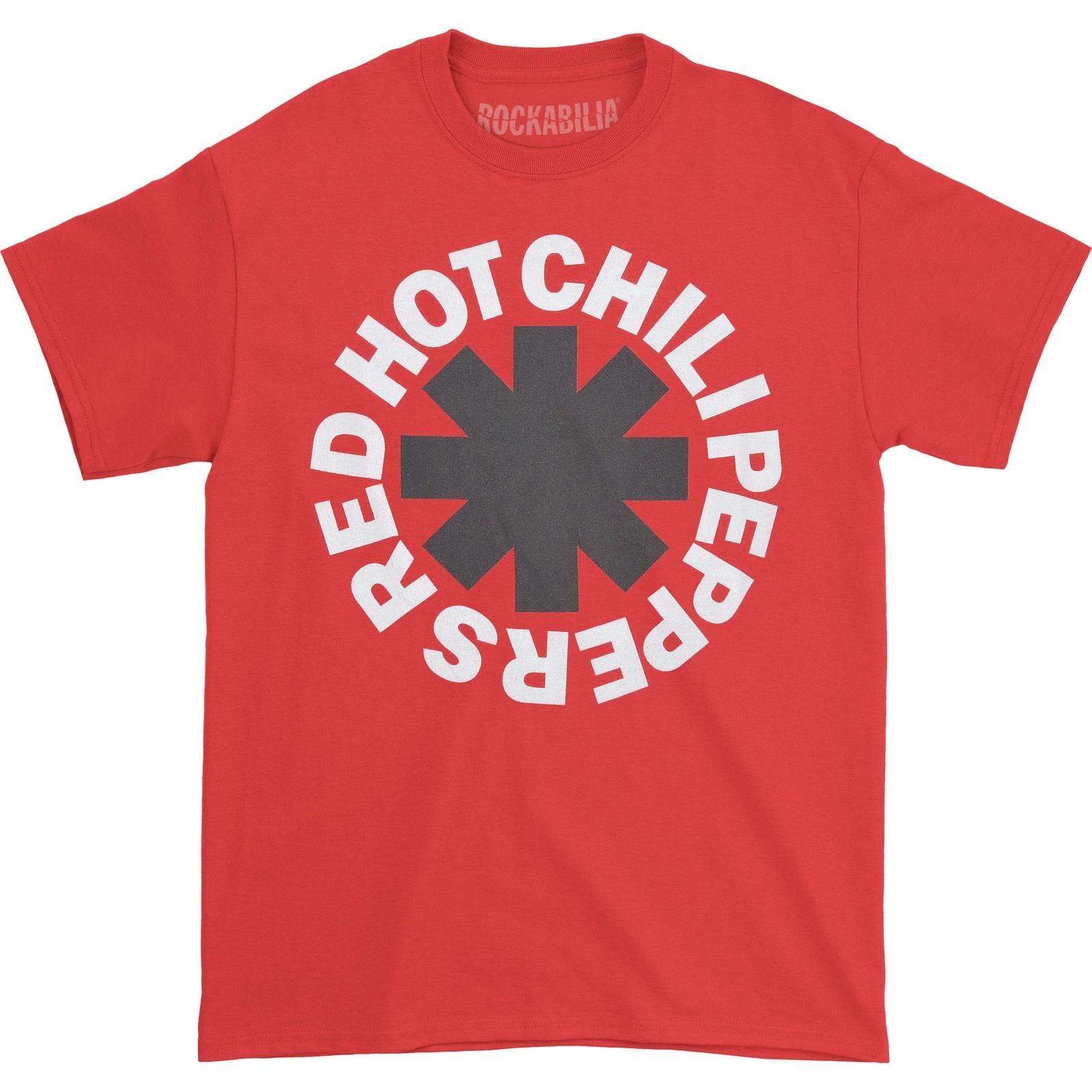 Men s Red Hot Chili Peppers Black Asterisk on Red T-shirt Small Red XS