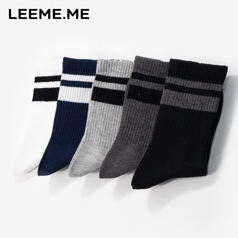 Limii Men's Striped Anti-Odor Breathable Mid-Calf Socks
