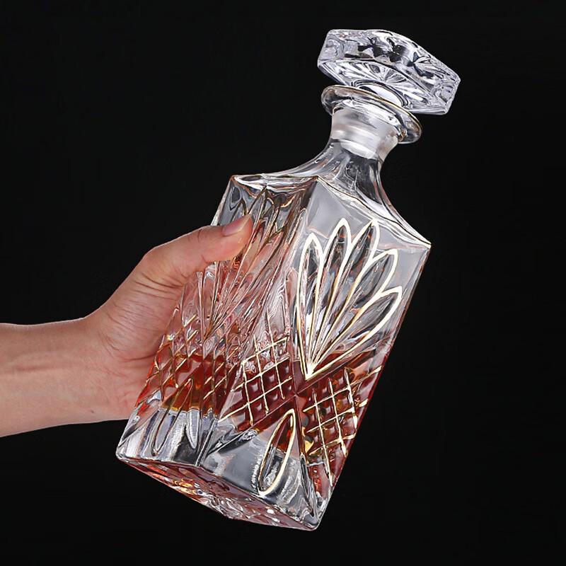 European Luxury Hand-Painted Gold Crystal Whiskey Decanter Set