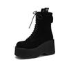 Fashion 2024 New Autumn Women Boots Cow Suede Shoes for Women Round Toe Lace Up Casual Platform Boots Increase Height Ladies Shoes