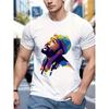 Genuine Marvin Men's T-Shirt E Inspired Men's T-Shirt - Casual Crew Neck Short Sleeve, Summer Geometric Pattern Print Top Slightly Stretchy, Daily Act
