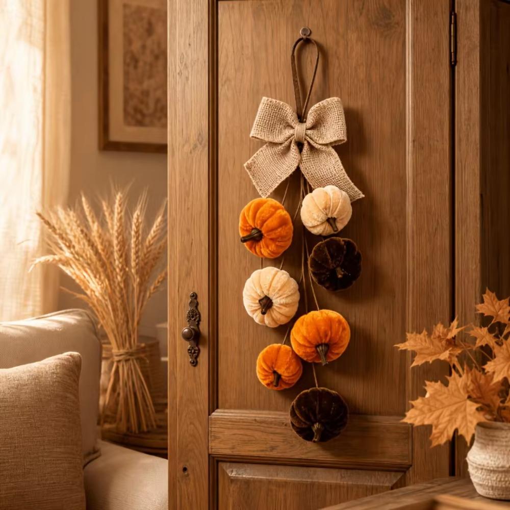 Artificial Pumpkin Hanging Ornament Thanksgiving Fall Door Wall Decoration Harvest Festival Party