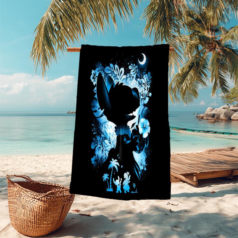 1Pc Stitch Heart Print Beach Towel Microfiber Beach Towel Thin Absorbent For Beach Swimming Yoga Bath Sports 091783