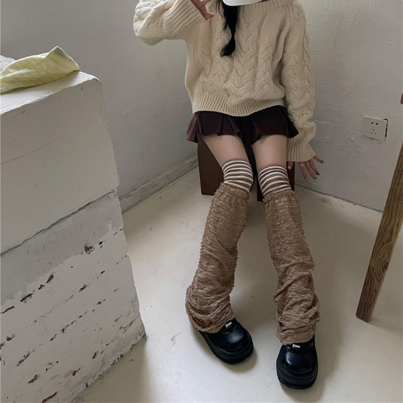 Campus Style Leg Warmers Gothic Ruffle Long Socks Leggings Gaiters Autumn Winter Flare Cuffs Ankle Heaps Socks