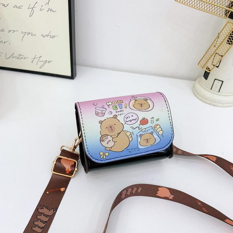 Capybara Cartoon Pu Coin Wallet Crossbody Bag With Cute Design For Kids School And Travel Use