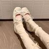 Fashion Flat Inside Heightener Single Shoes Autumn New Square Toe Shallow Bow One Strap Soft Sole Non-Slip Low Top Shoes