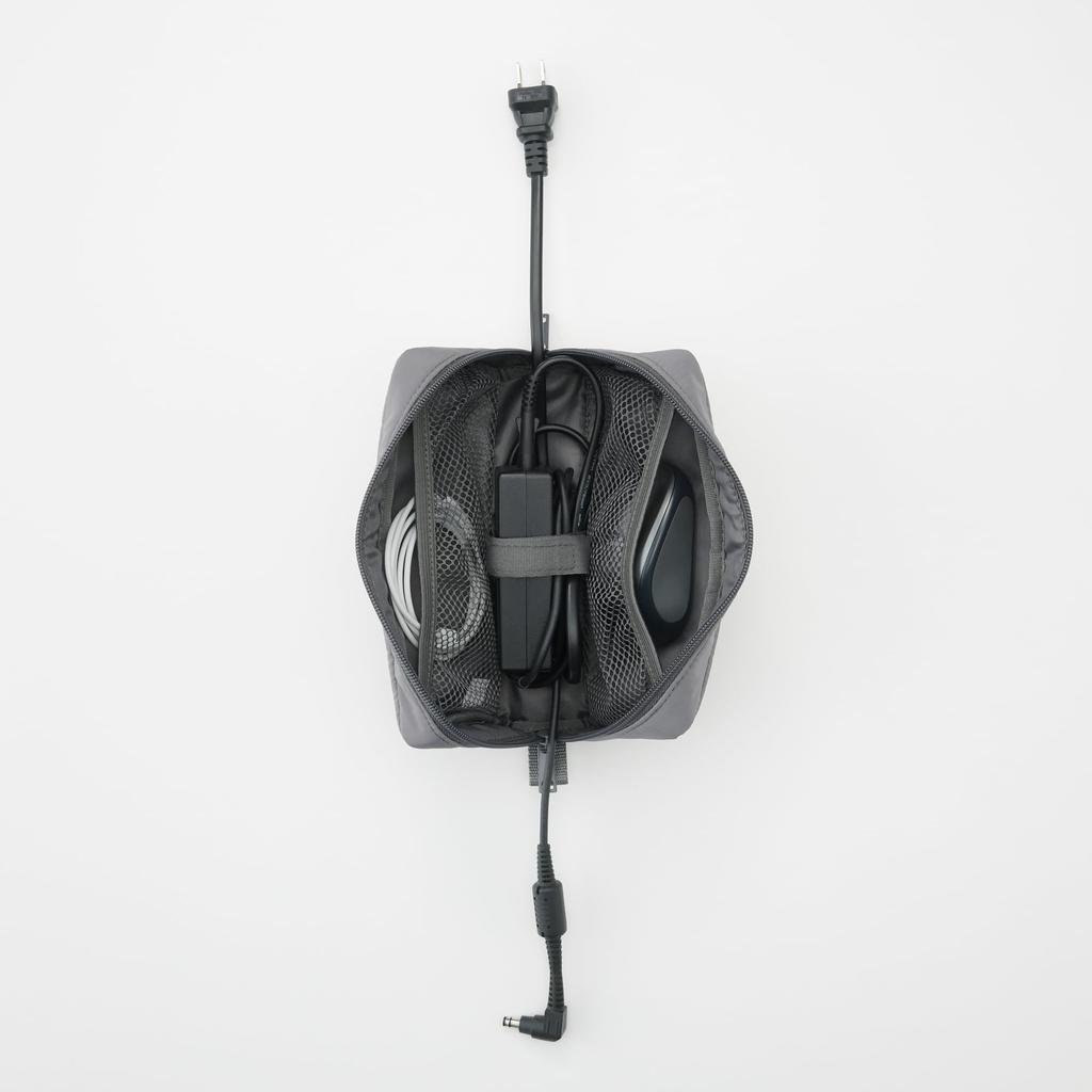 MUJI Polyester Gadget Approximately 20cm Wide x 9cm High x 6cm 44303795 Pouch, Deep, Gray,