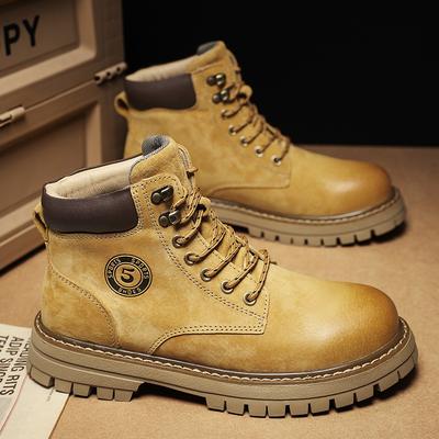 Vintage Suede Leather Men's Ankle Boots Fashion Man Lace Up High Top Shoes Outdoor Motorcycle Boots Top Quality Walk Shoes Botas