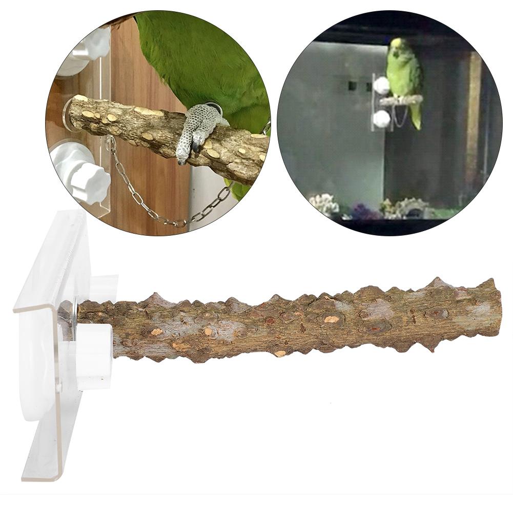 20CM Pet Bird Shower Standing Rod Parrots Outdoor Portable Wood Perch with Suction Cup
