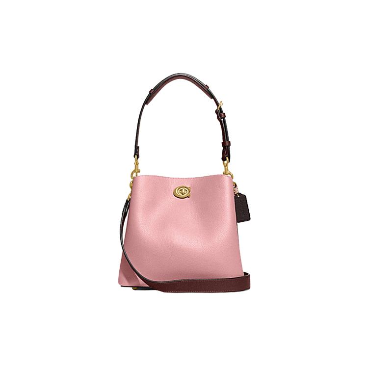 New COACH Willow Pebbled Grained Leather Bucket Bags Handbag Crossbody Bag Women's Pink C3766-B4VI6