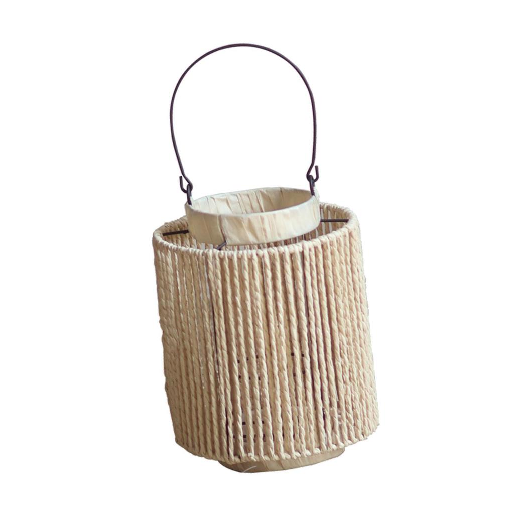 Woven Lantern,Paper Rope Tea Light Candle Holder Handcraft Rustic Hanging for Tabletop Outdoor Home