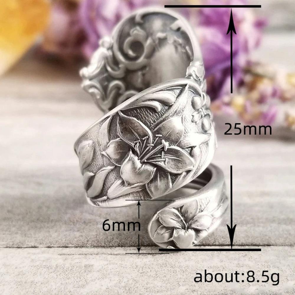 

New Geometry Multi layer Texture Flower Open Ring Women s Unique Retro Elegant Personality Fashion Simple Jewelry Gift Wholesale