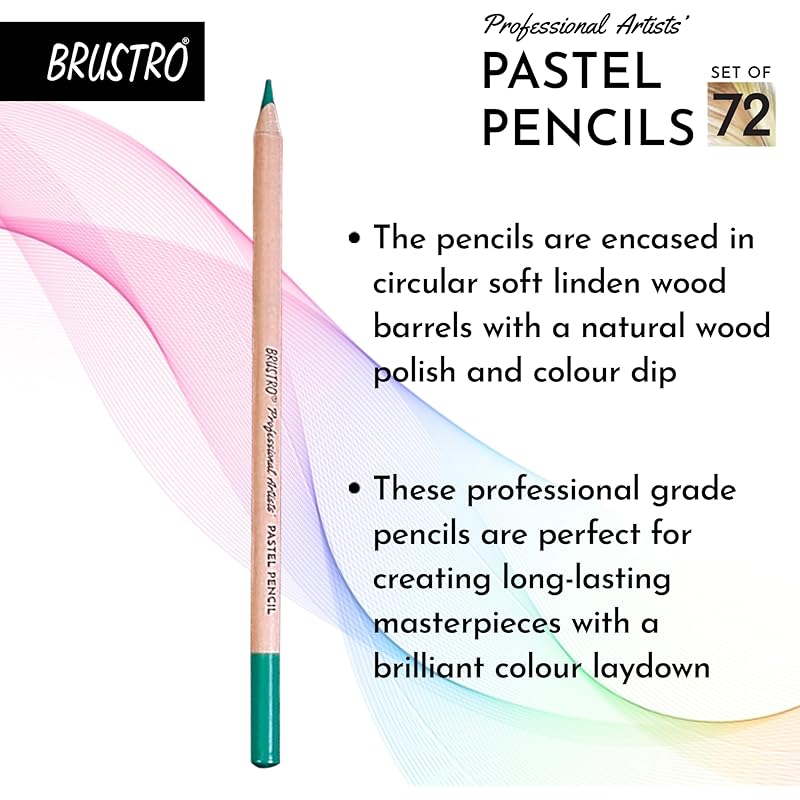 Brustro Artists Pastel Colored Pencils - Set Of 72 Shades - 4Mm Lead | Break Resistant, Erasable, High Pigmented, Vibran 0 разноцветный
