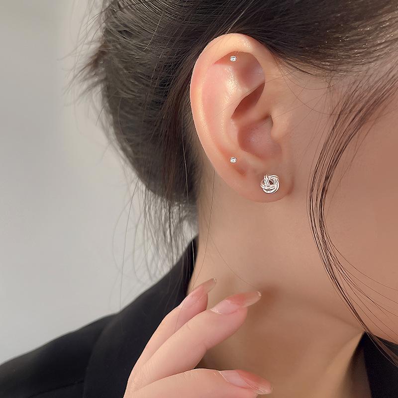 Cercei tip șurub Feminitate Moda simplă Cercei cu bile îndoită Cercei eșalonați în vânt rece