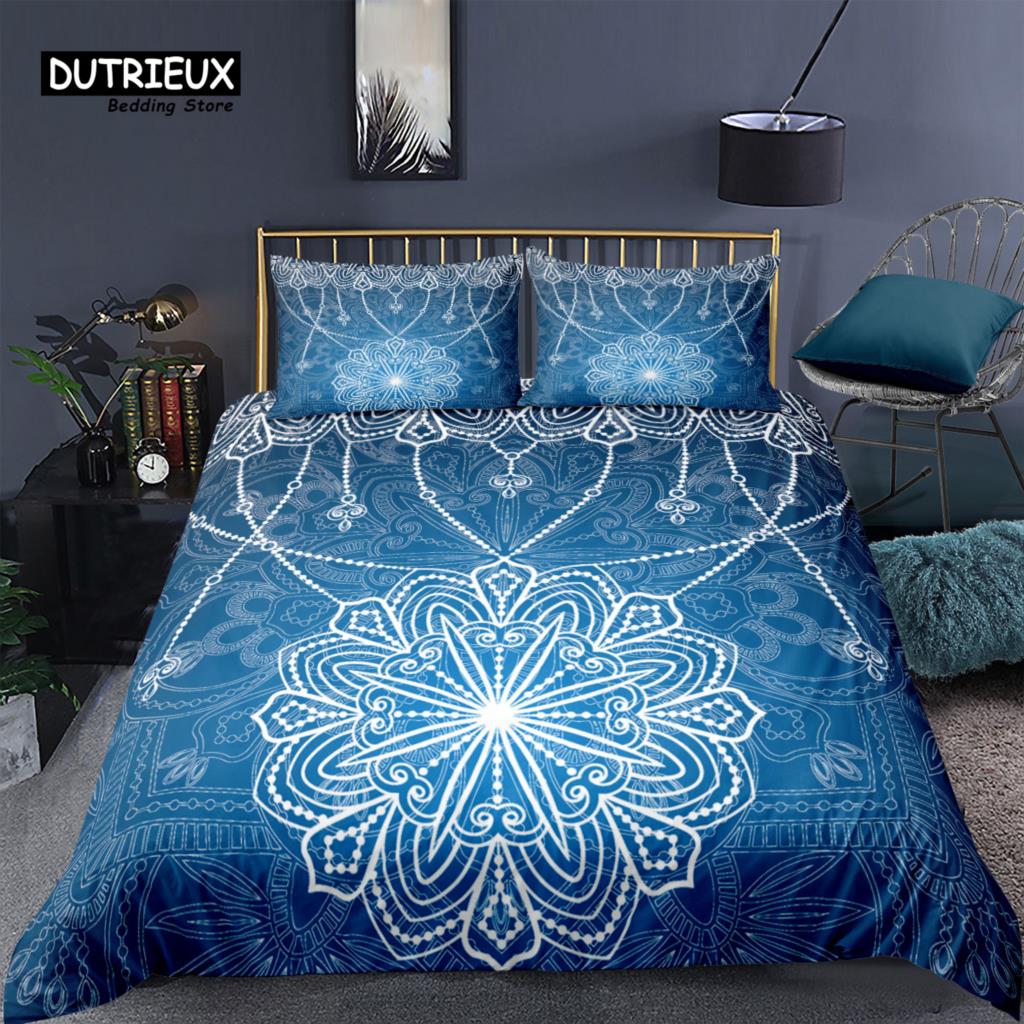 

Роскошный 3D-принт «Темно-синяя мандала» для дома 2/3 предмета, удобный пододеяльник, наволочка, постельное белье, размер Queen и King, размер EU/US/AU EU single(135x200cm)
