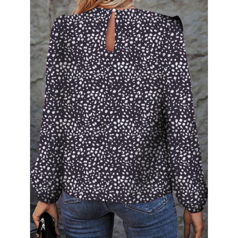 

Рубашка с длинным рукавом с леопардовым принтом больших размеров, женская, весна-осень, свободный ажурный пуловер S чёрный