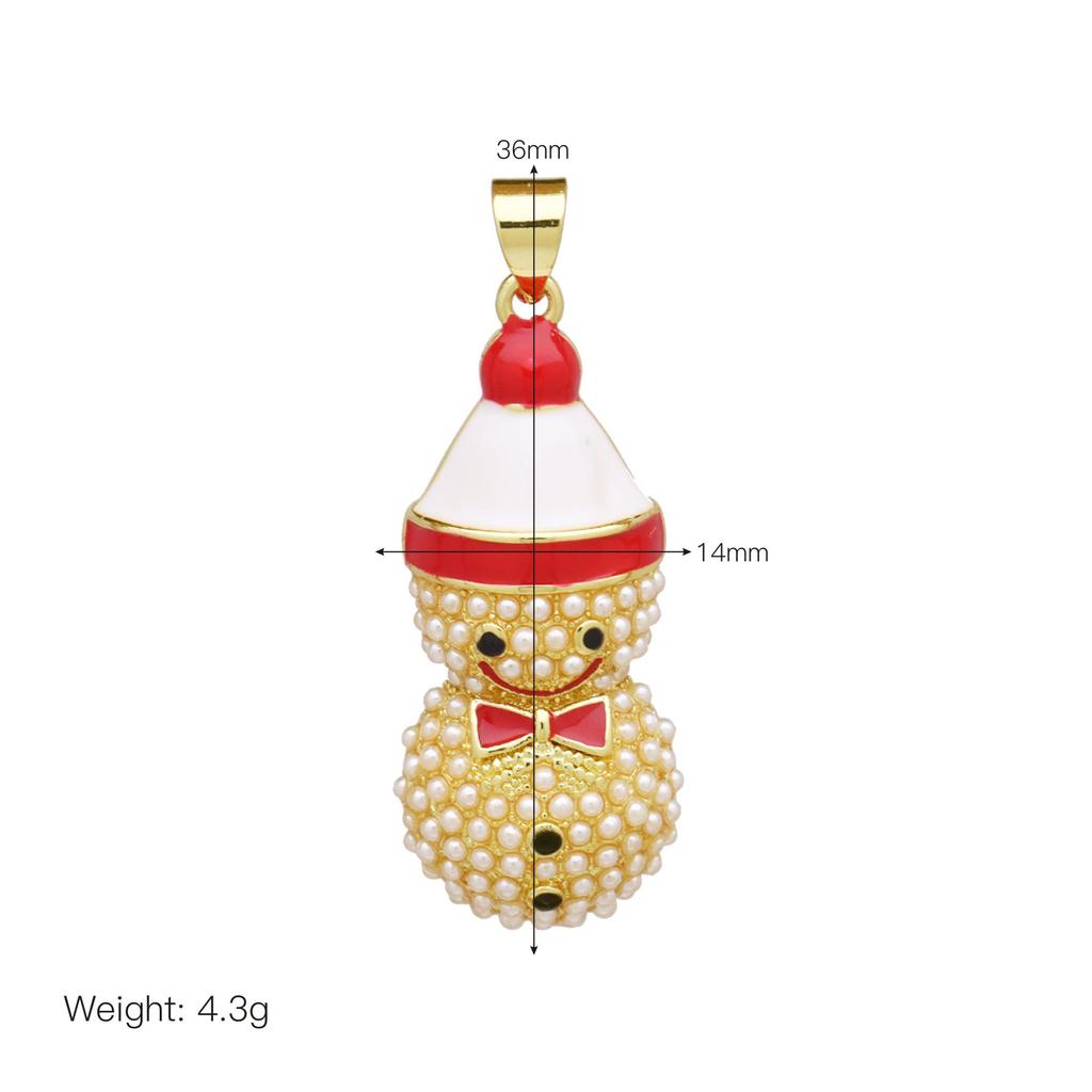 Winter Christmas Gifts Snowman Reindeer Santa Drip Copper Gold Plated Necklace Pendant Accessories