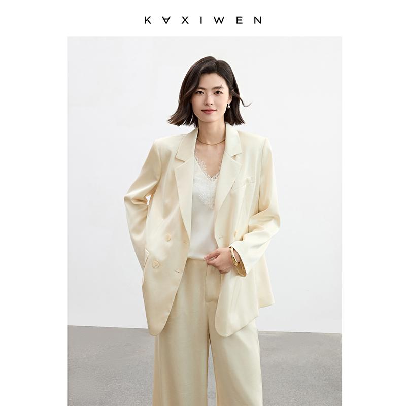 Qianwen Fashion Versatile Suit 2025 Autumn New Collection Simple Commuter Irregular Texture Embossed Solid Color Coat