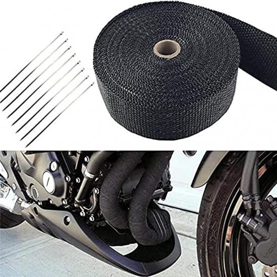 Deecam Exhaust Heat Wrap, 2'' X 16.5' Black Fiberglass Heat Resistant Exhaust Wrap Roll For Motorcycle, Car Exhaust Pipe Heat Ulation Muffler Tape