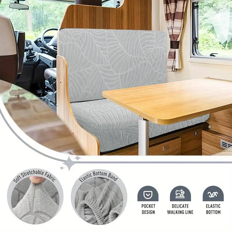 2 Stück/Set Blatt-Jacquard Wohnmobil Dinette Sitzbezüge Elastisch Armlose Couchbezüge Stretch Rv Camper Auto Sitzbankbezug
