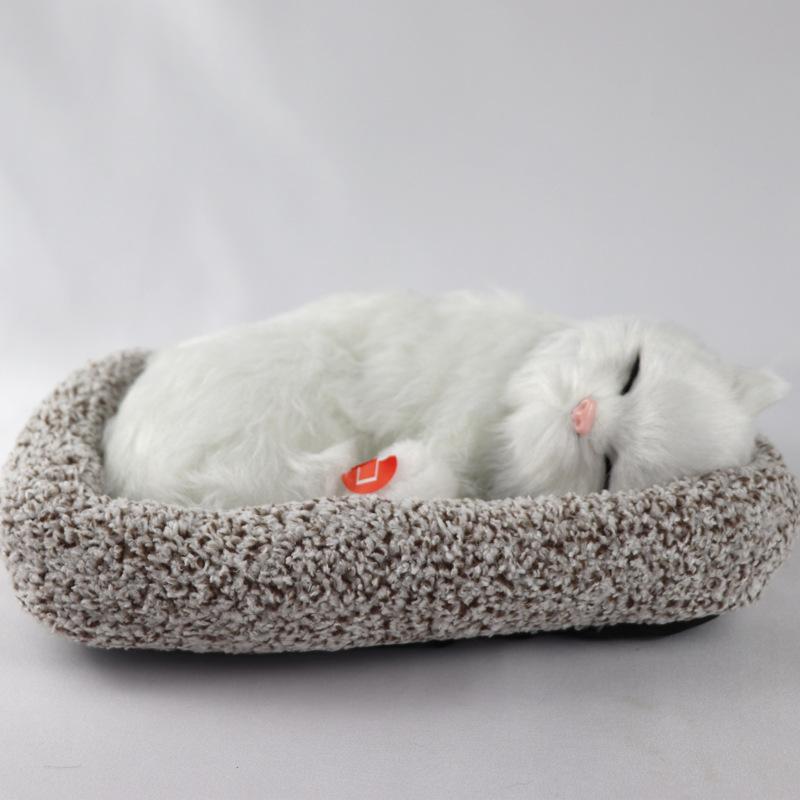 Simulation Fur Animal Home Furnishings Realistic Sleeping Breathing Dog Toy Plush Animal Doll Children