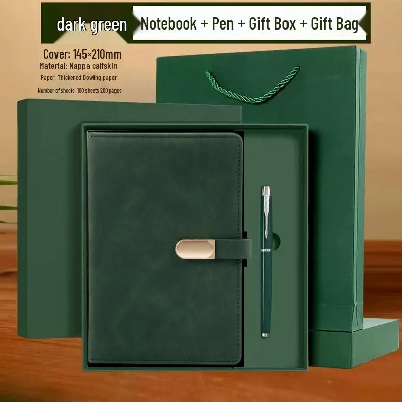 Business Notebook with Metal Buckle - Customizable Logo, Premium Conference Notepad Set