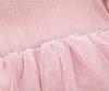 Baby Summer Short Sleeve Dress with Tulle Skirt and Hair Ruffled Solid Baby Prep Gift Girl's Coverall, Accessory, Pink, 6M,