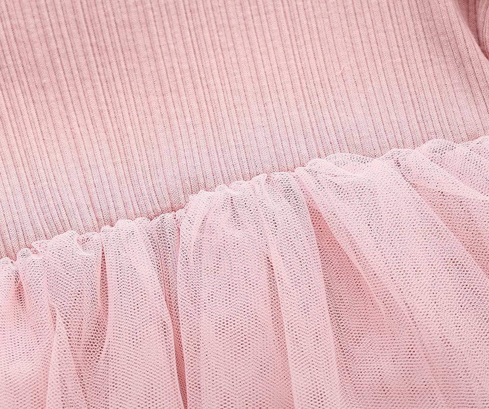 Baby Summer Short Sleeve Dress with Tulle Skirt and Hair Ruffled Solid Baby Prep Gift Girl's Coverall, Accessory, Pink, 6M,