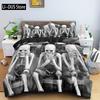 White And Black Skull Gothic Duvet Cover Skeletal Bedding Set Quilt Cover With Zipper Closure Queen Size Comforter Sets Decor