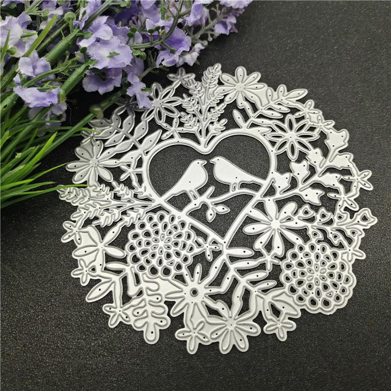 Runde Liebe Vogel Design Stil Metall Stanzformen DIY Scrapbooking Präge Schablone Papier Handwerk Album Vorlage