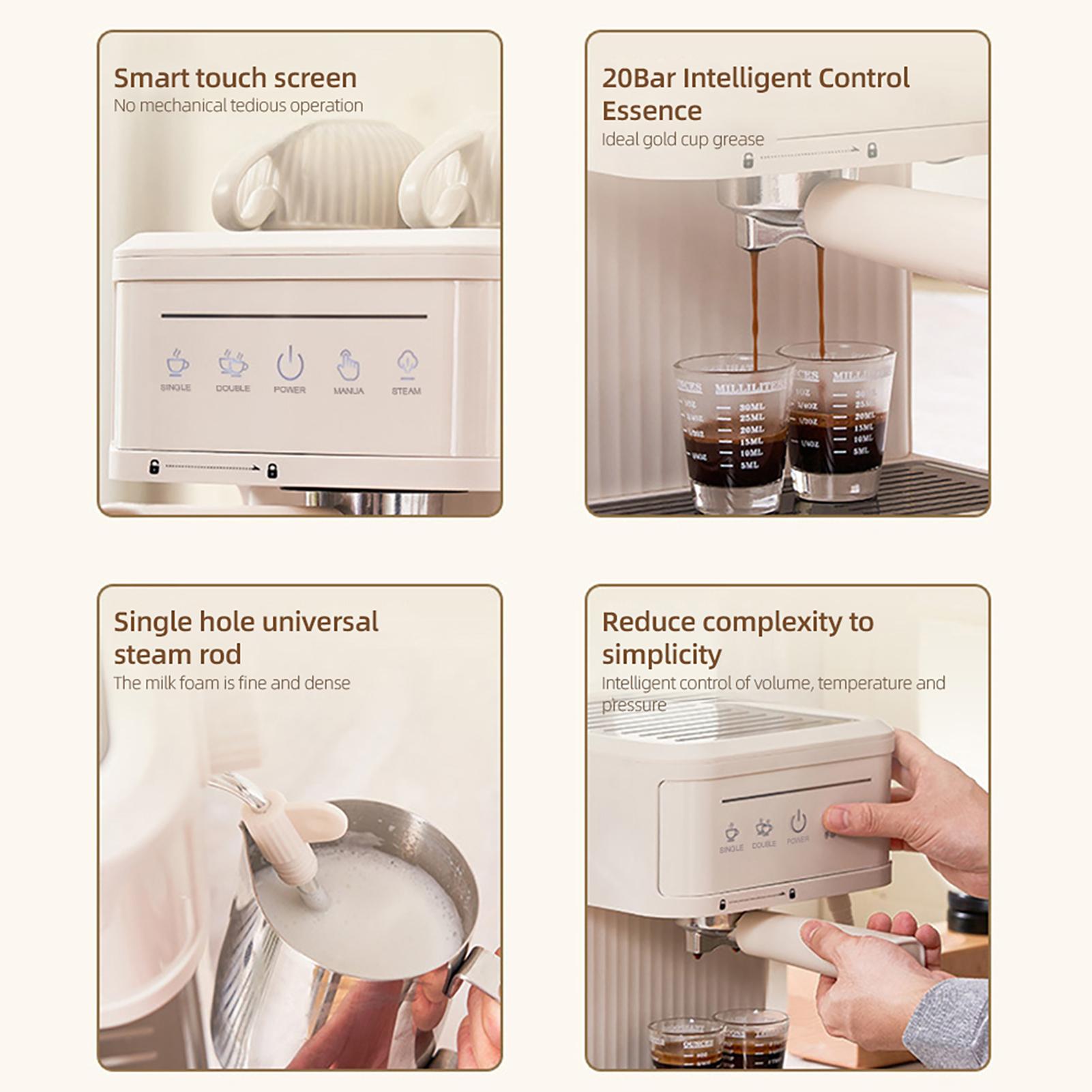Multifunctional Electric Coffee Machine 850W 20Bar Mini Coffee Maker with Portafilter, Single and Double Serve Filter