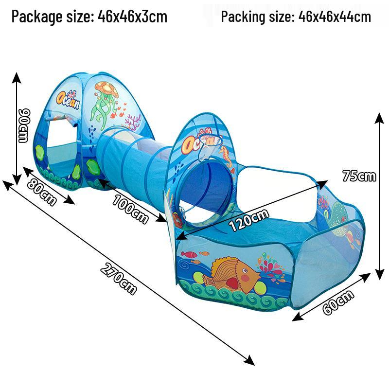 Extra-Large 3-in-1 Kids' Play Tent with Tunnel, Hoops & Ball Pit