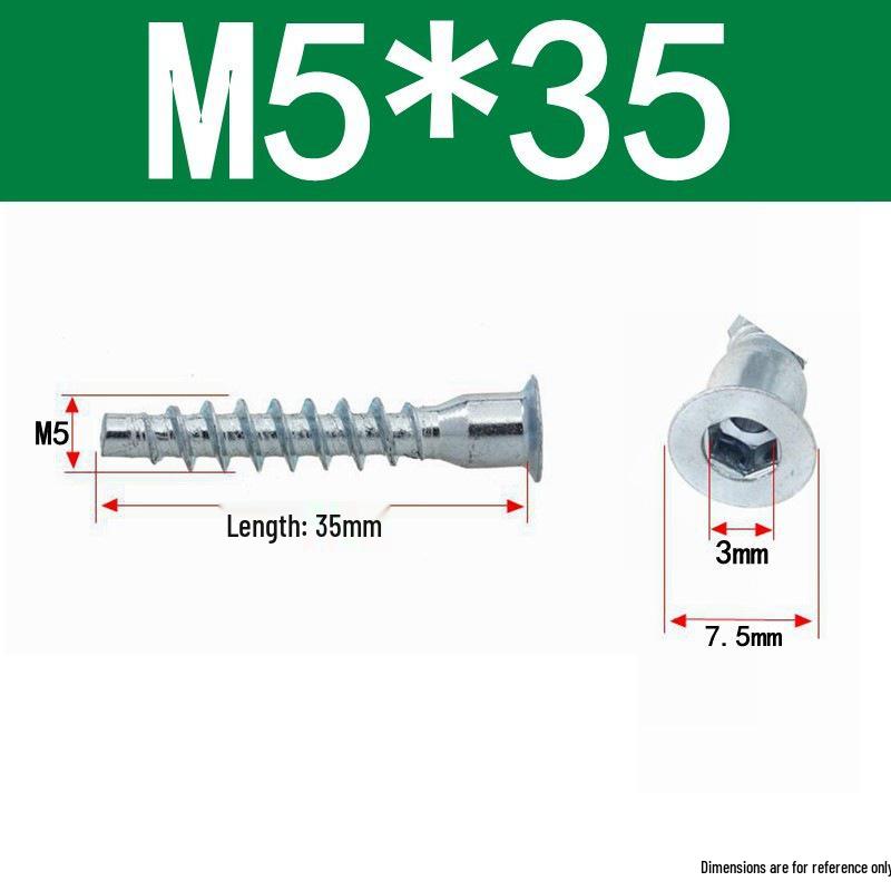 Parafusos Auto-atarraxantes para Madeira com Cabeça Escareada e Soquete Hexagonal Overmountain M5/M6/M7 para Reparo de Móveis.